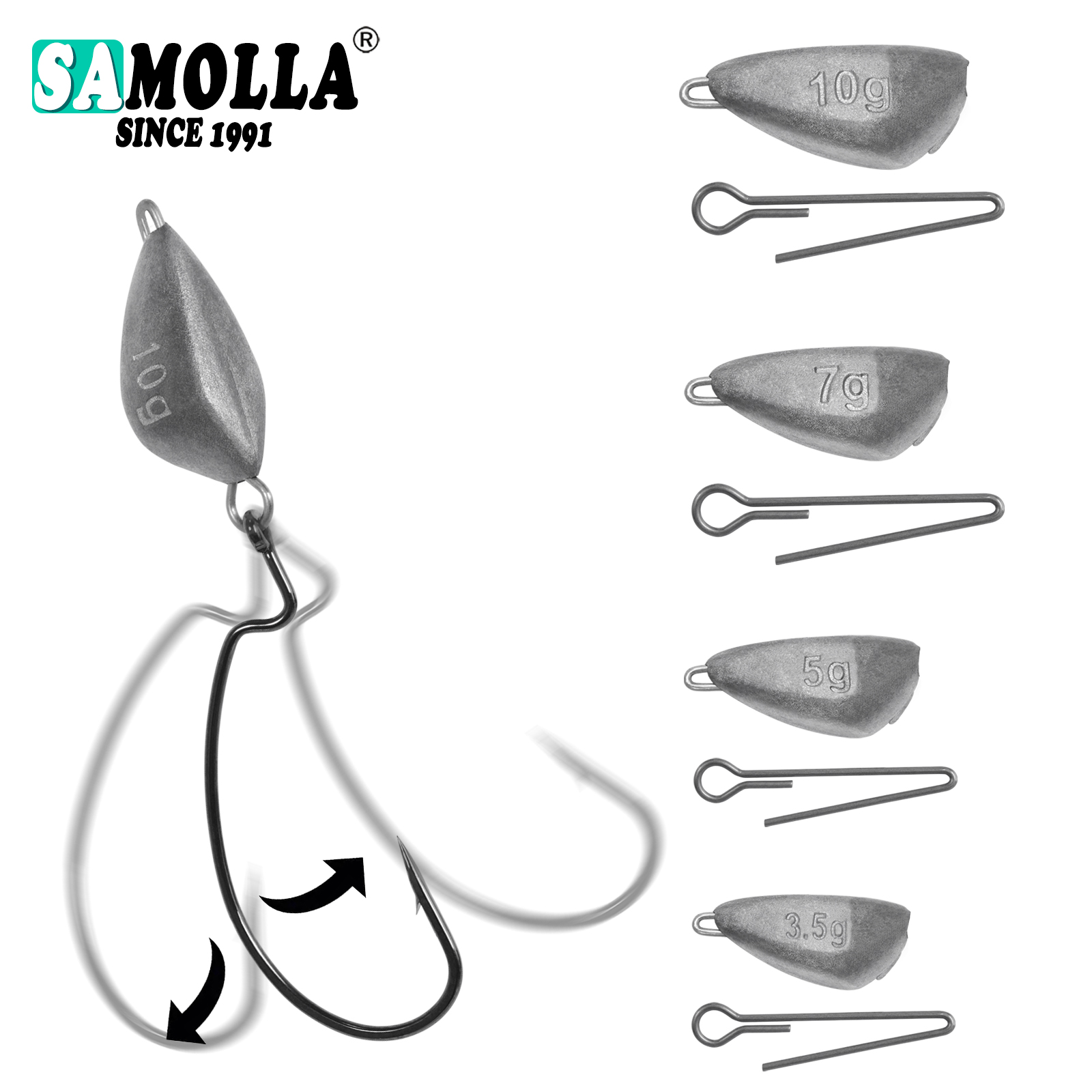 SAMOLLA 5 шт. рыболовный вес с – обзор и цена Fishing Hook Jig