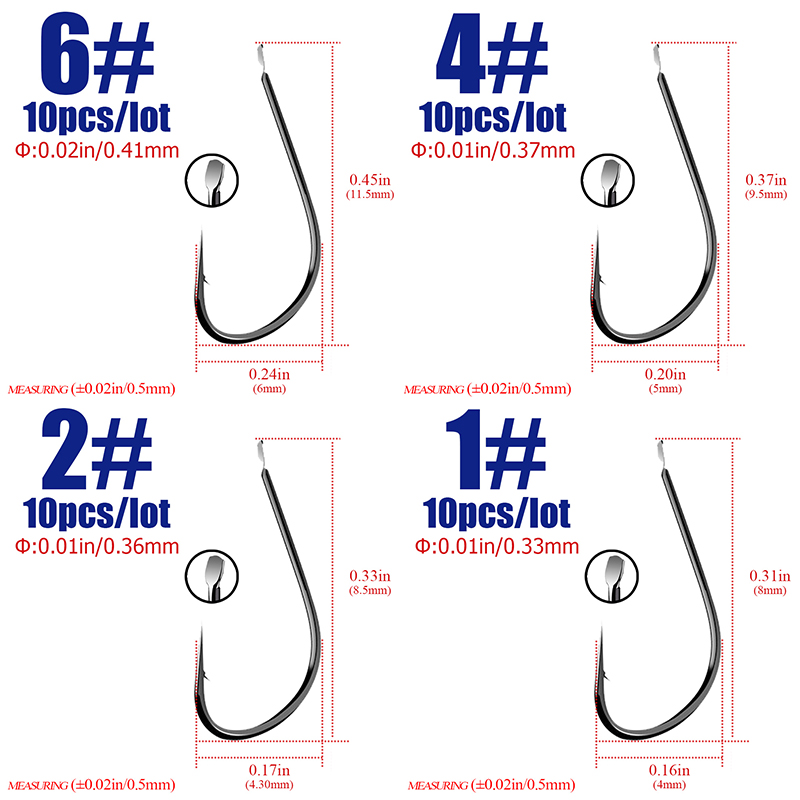40 шт., размер 1 # -18 #   Чер – обзор и цена Fishing Hook Barbless